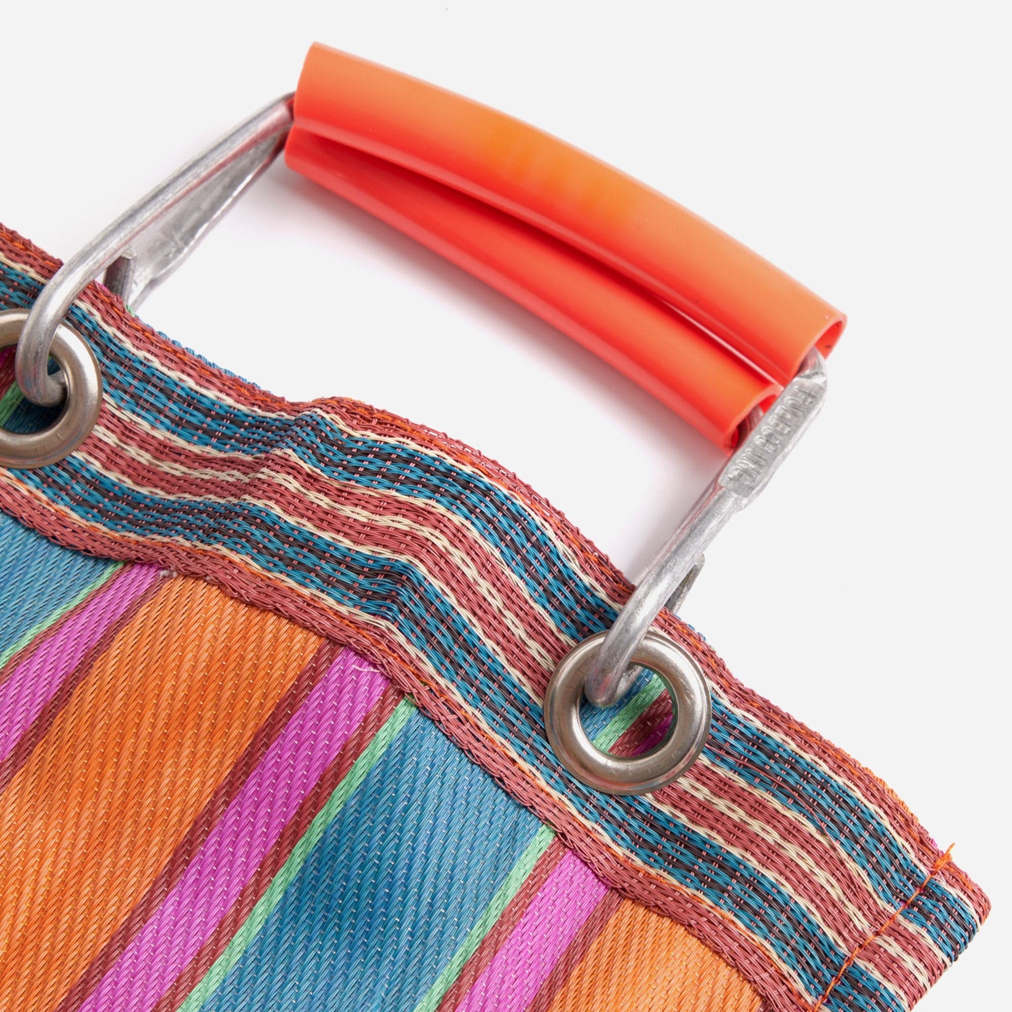 Recycled Plastic Stripe Bag Rectangle D26 Orange & Pink