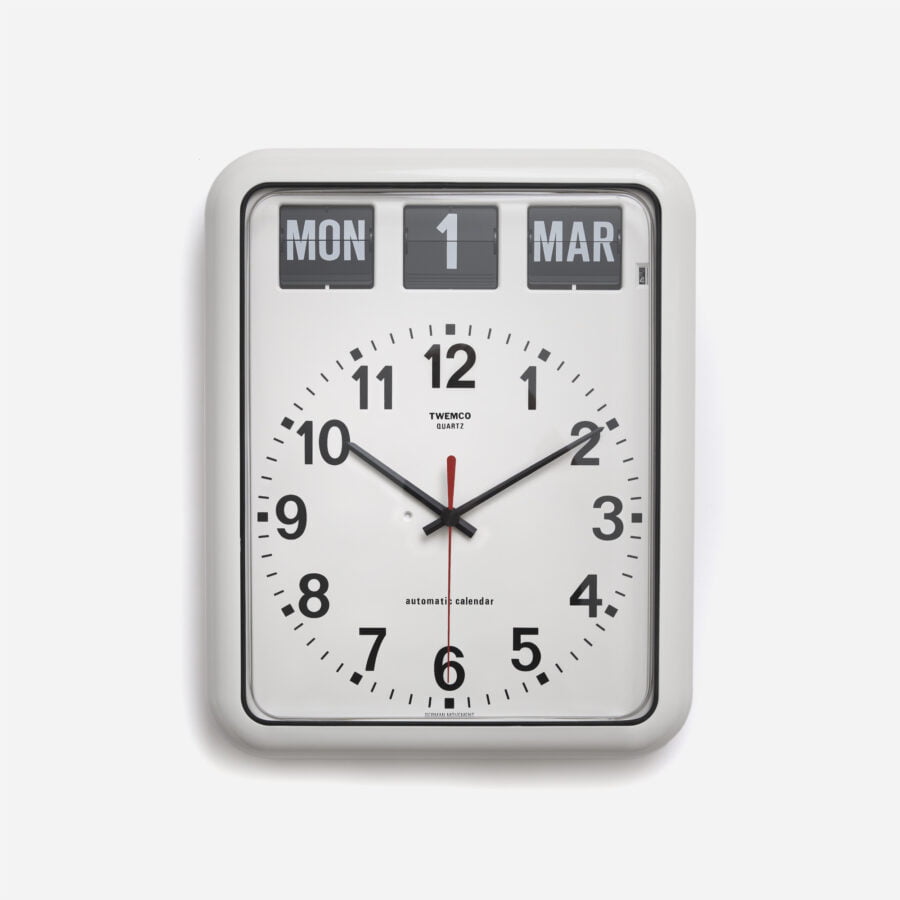 TWEMCO Calendar Wall Clock BQ12A White
