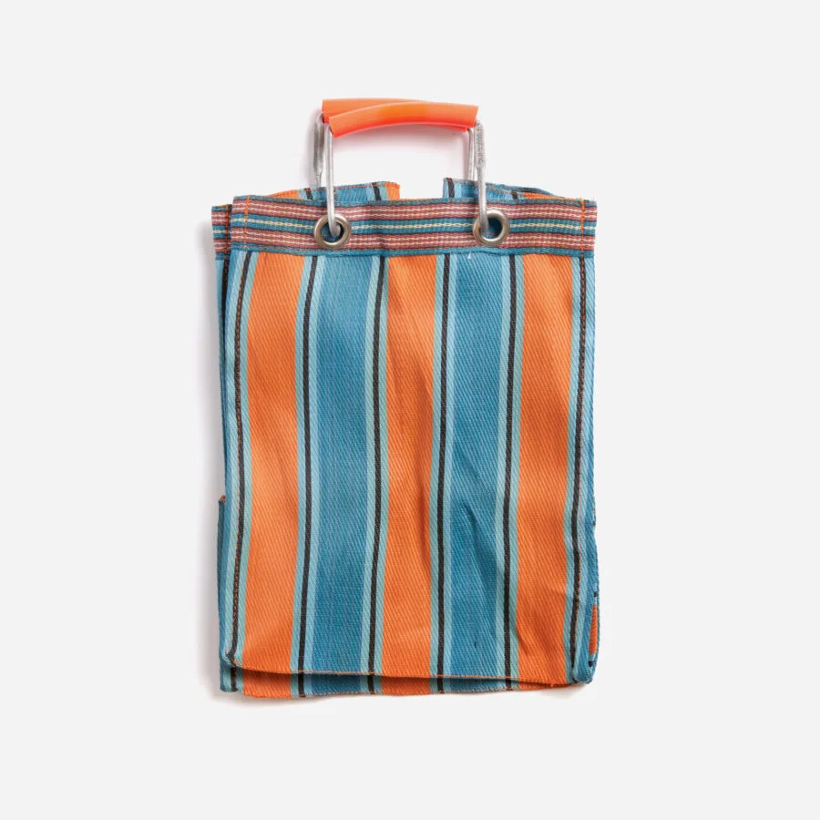 Recycled Plastic Stripe Bag Rectangle D26 Orange & Blue