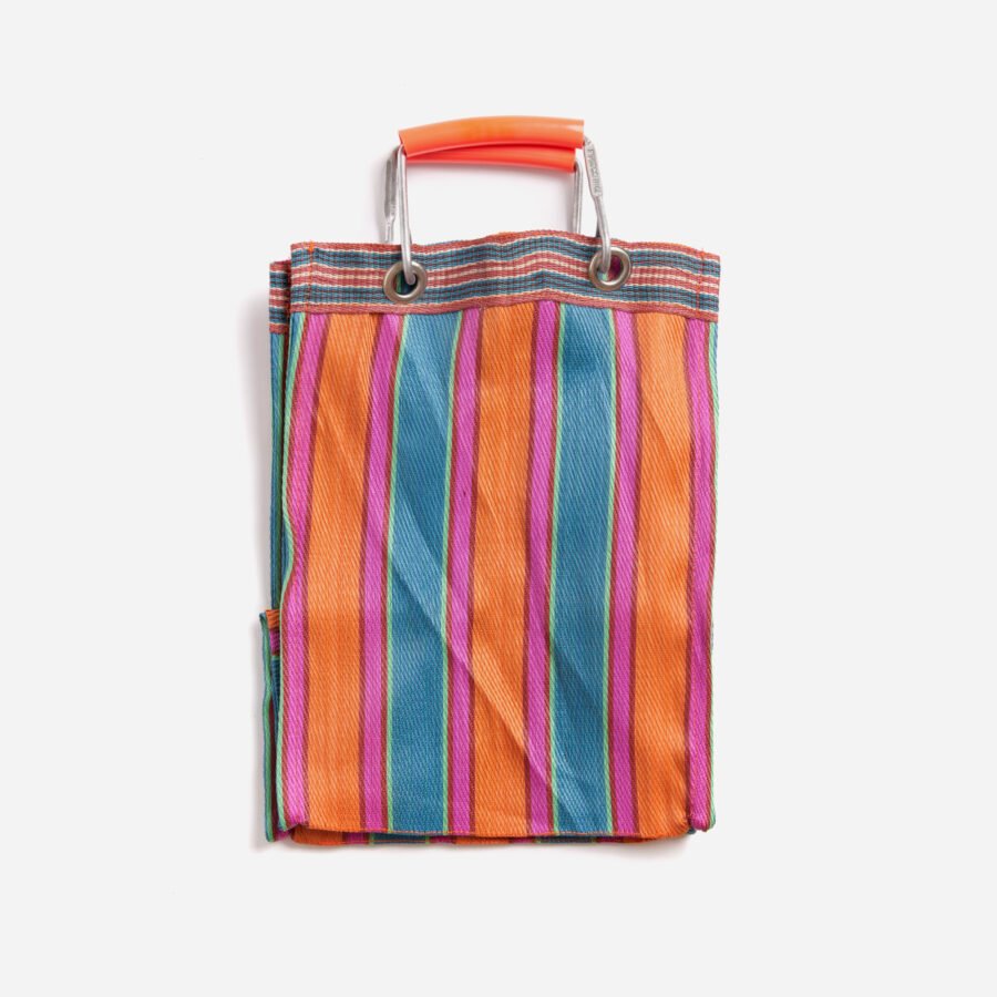 Recycled Plastic Stripe Bag Rectangle D26 Orange & Pink