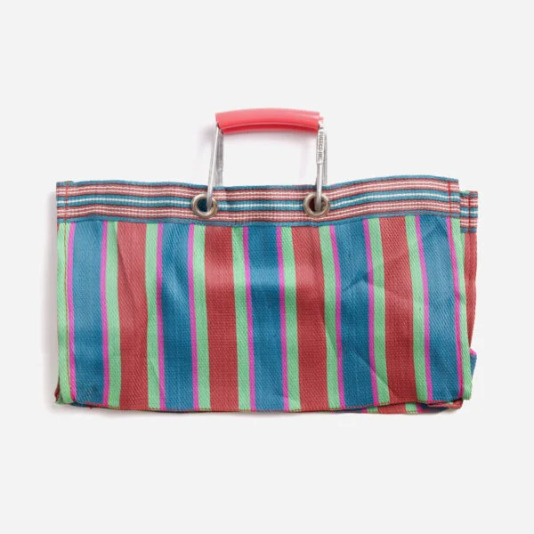 PuebcoRecycled Plastic Stripe Bag Wide Red & Blue
