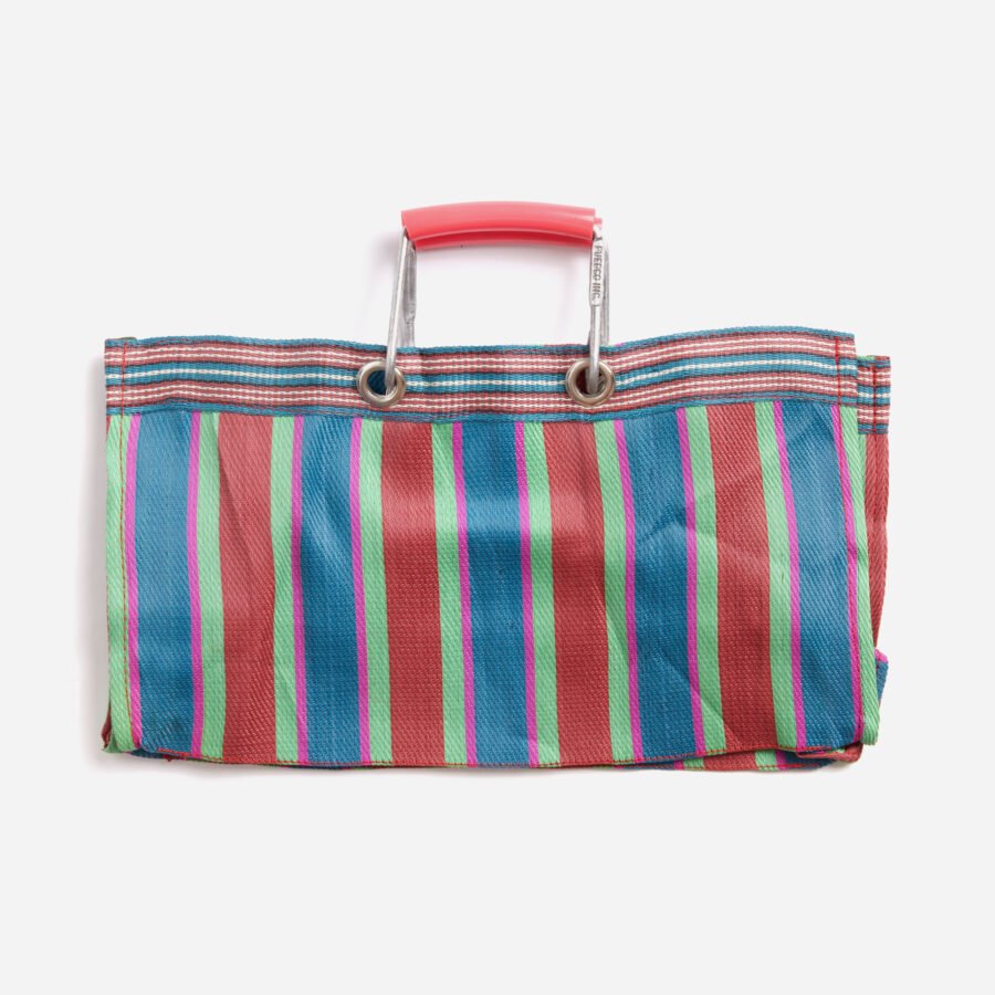PuebcoRecycled Plastic Stripe Bag Wide Red & Blue